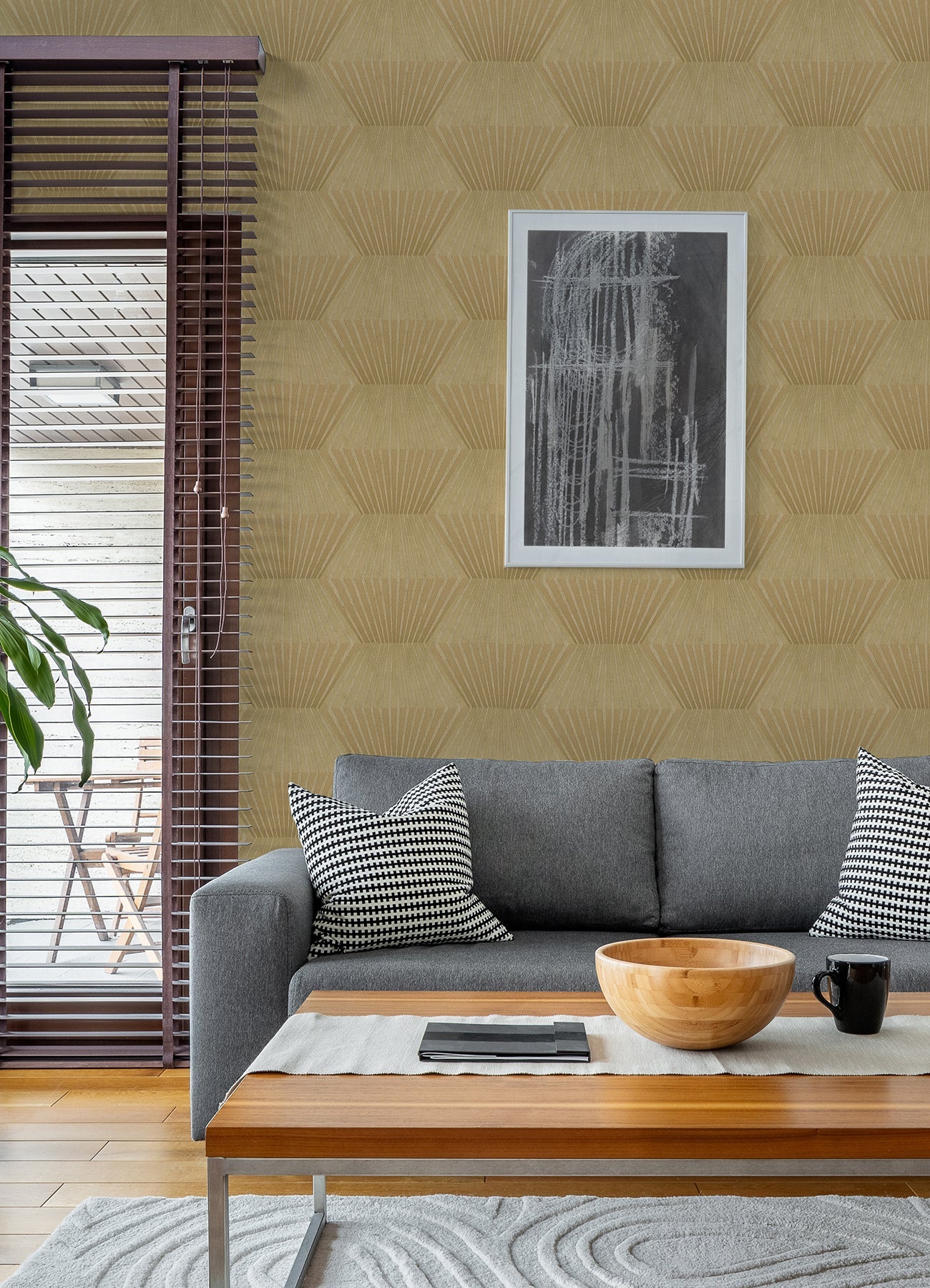 Advantage Lehnmann Gold Geo Wallpaper, 20.9-in by 33-ft