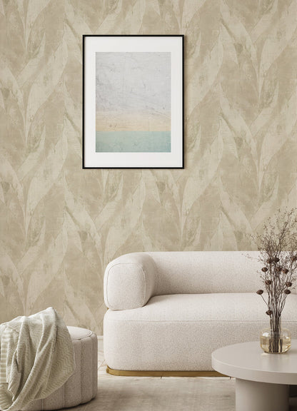 Advantage Blake Light Grey Leaf Wallpaper, 20.9-in by 33-ft