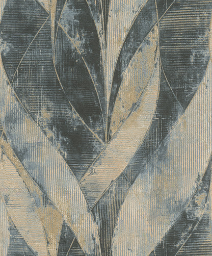 Advantage Blake Denim Leaf Wallpaper, 20.9-in by 33-ft