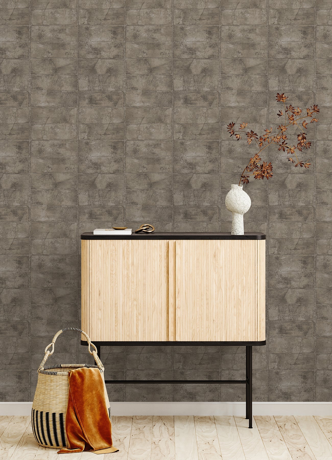 Advantage Clay Dark Grey Stone Wallpaper, 20.9-in by 33-ft