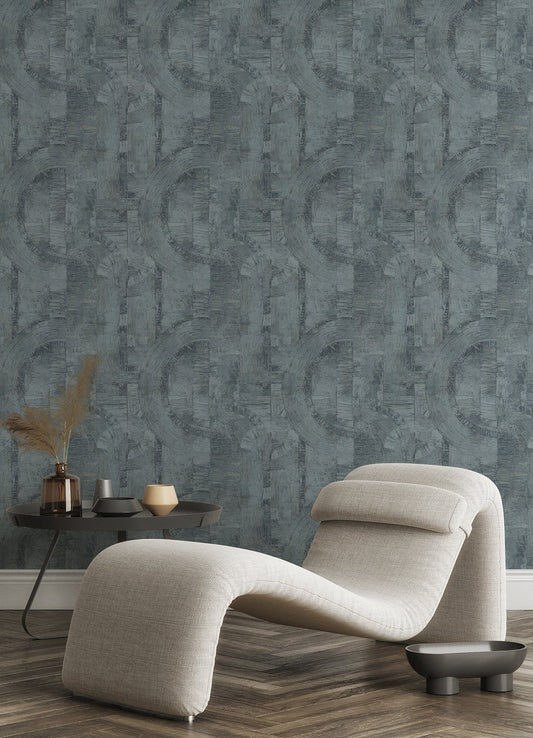 Advantage Abe Blue Geo Wallpaper, 20.9-in by 33-ft