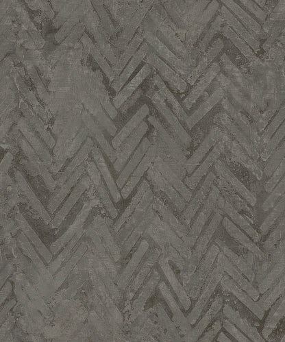 A-Street Prints Amesemi Dark Grey Distressed Herringbone Wallpaper, 21-in by 33-ft