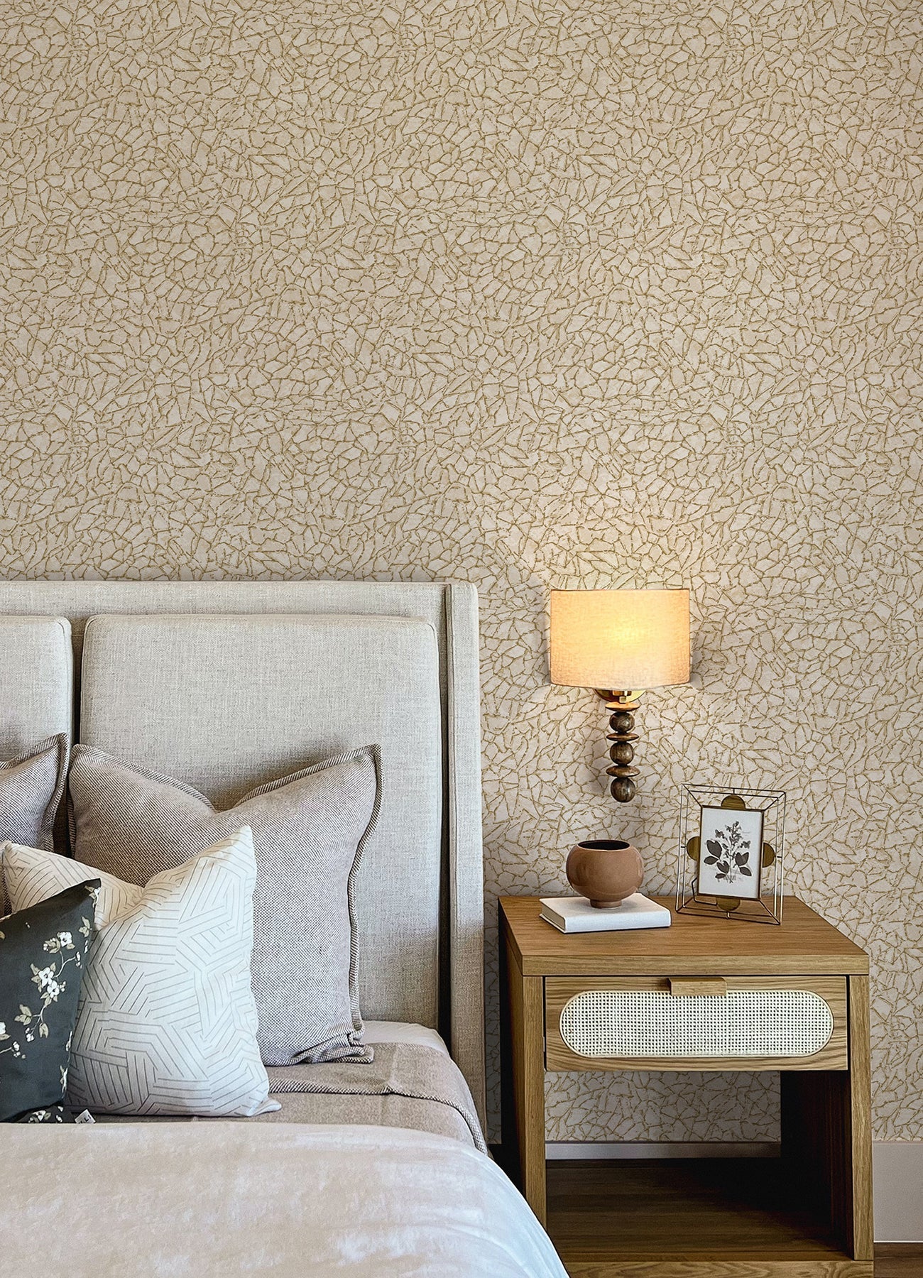 A-Street Prints Soma Gold Metallic Crackling Wallpaper, 21-in by 33-ft