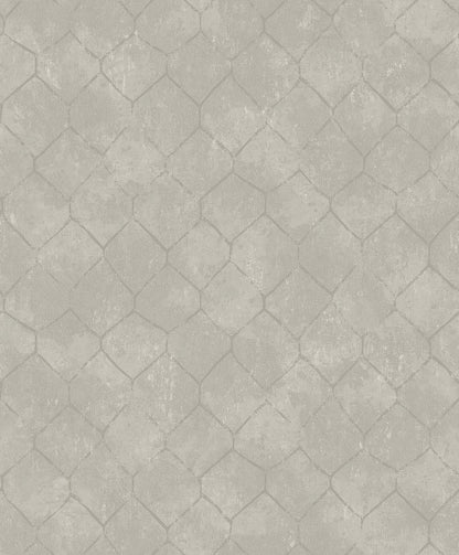 A-Street Prints Rauta Silver Hexagon Tile Wallpaper, 21-in by 33-ft