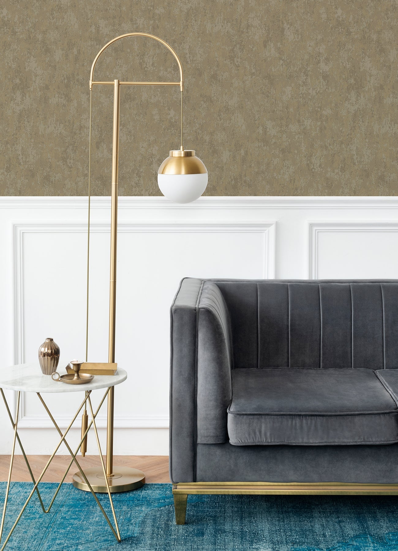 A-Street Prints Haliya Gold Metallic Plaster Wallpaper, 21-in by 33-ft