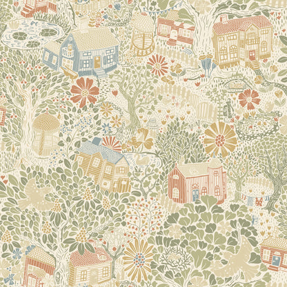 A-Street Prints Bygga Bo Neutral Woodland Village Wallpaper, 20.9-in by 33-ft