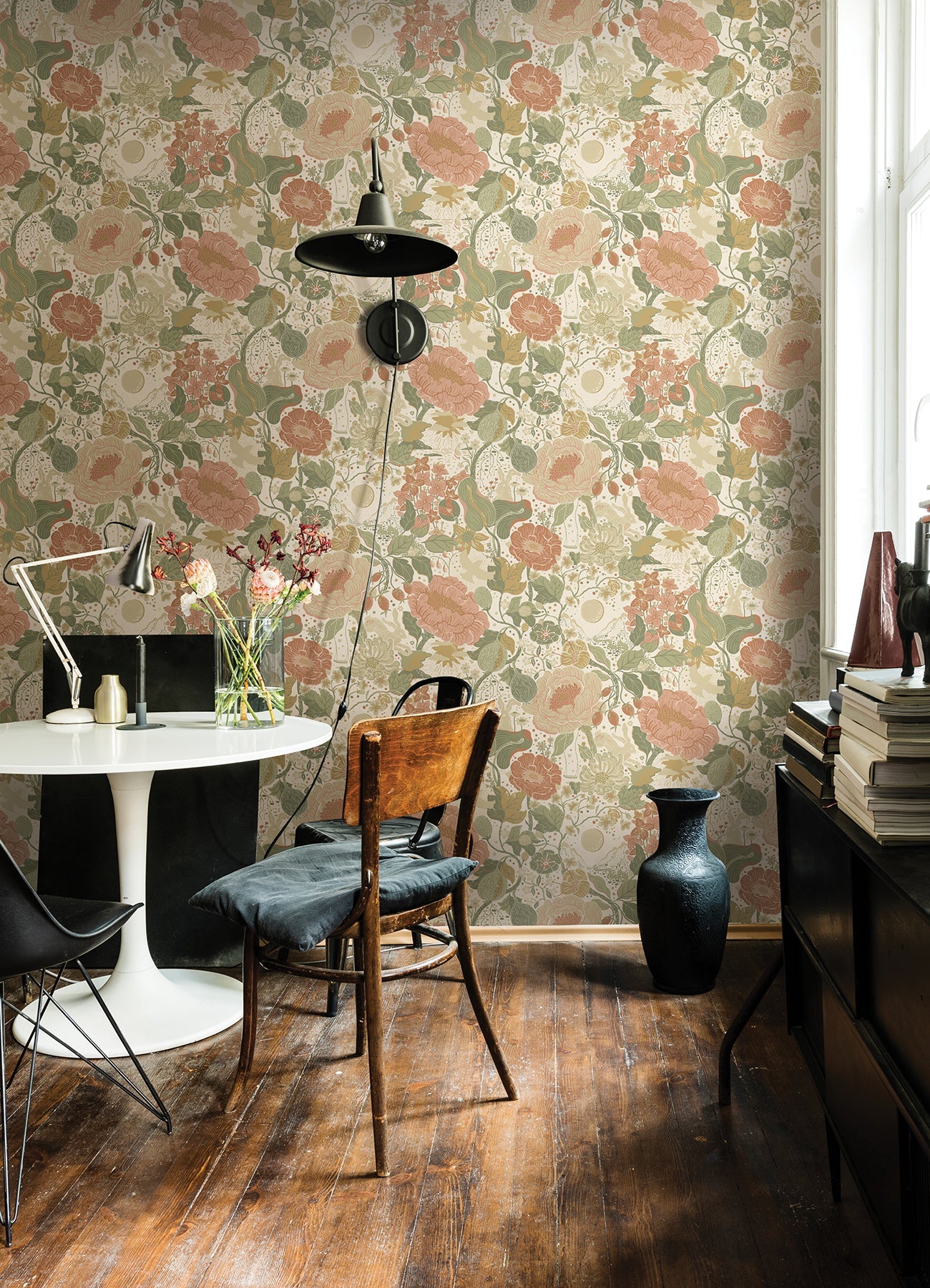 A-Street Prints V√§xa Green Rabbits & Rosehips Wallpaper, 20.9-in by 33-ft