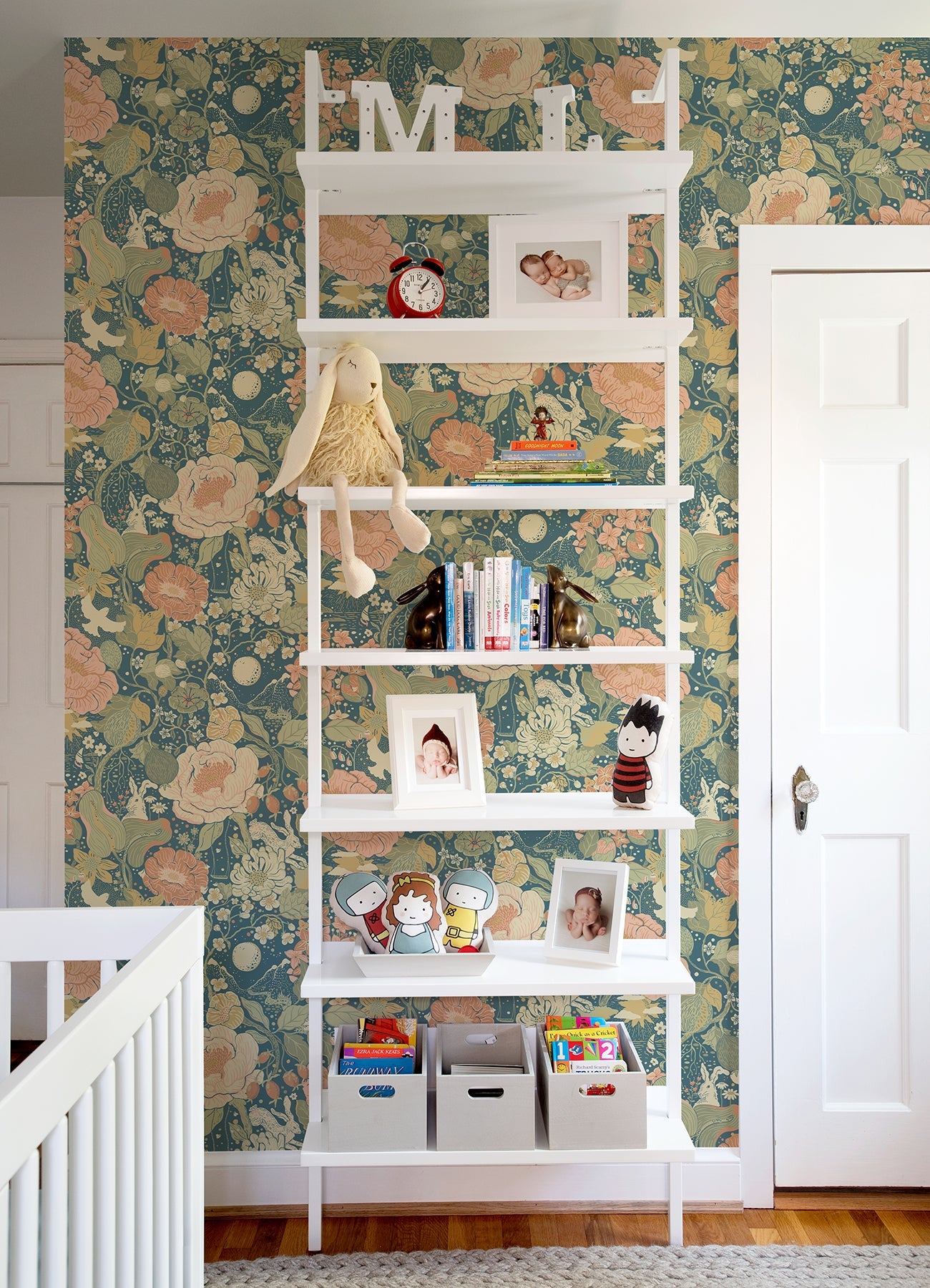 A-Street Prints V√§xa Teal Rabbits & Rosehips Wallpaper, 20.9-in by 33-ft