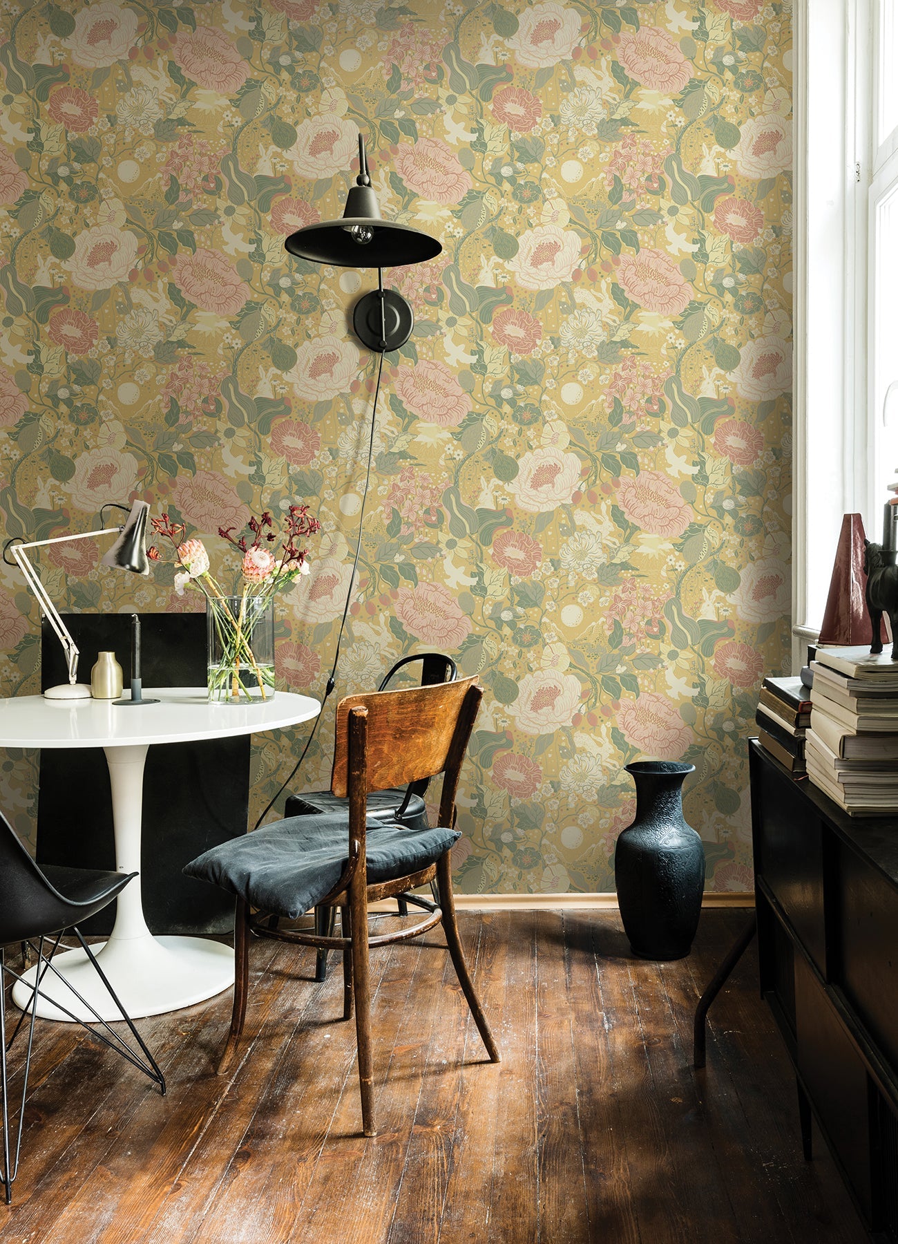 A-Street Prints V√§xa Butter Rabbits & Rosehips Wallpaper, 20.9-in by 33-ft