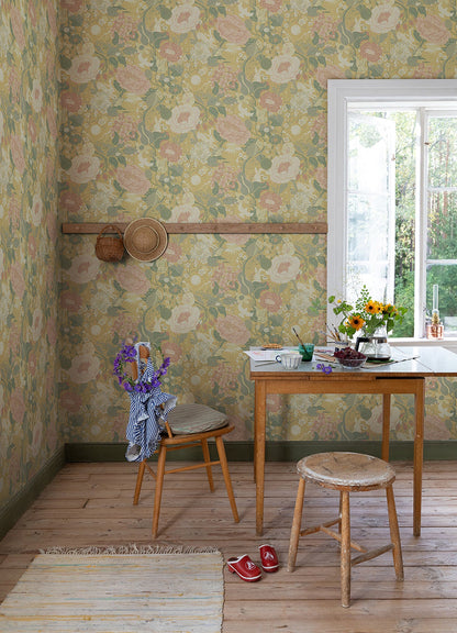 A-Street Prints V√§xa Butter Rabbits & Rosehips Wallpaper, 20.9-in by 33-ft