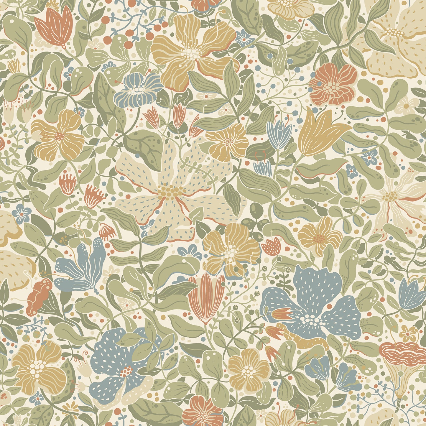 A-Street Prints Midsommar Light Green Floral Medley Wallpaper, 20.9-in by 33-ft