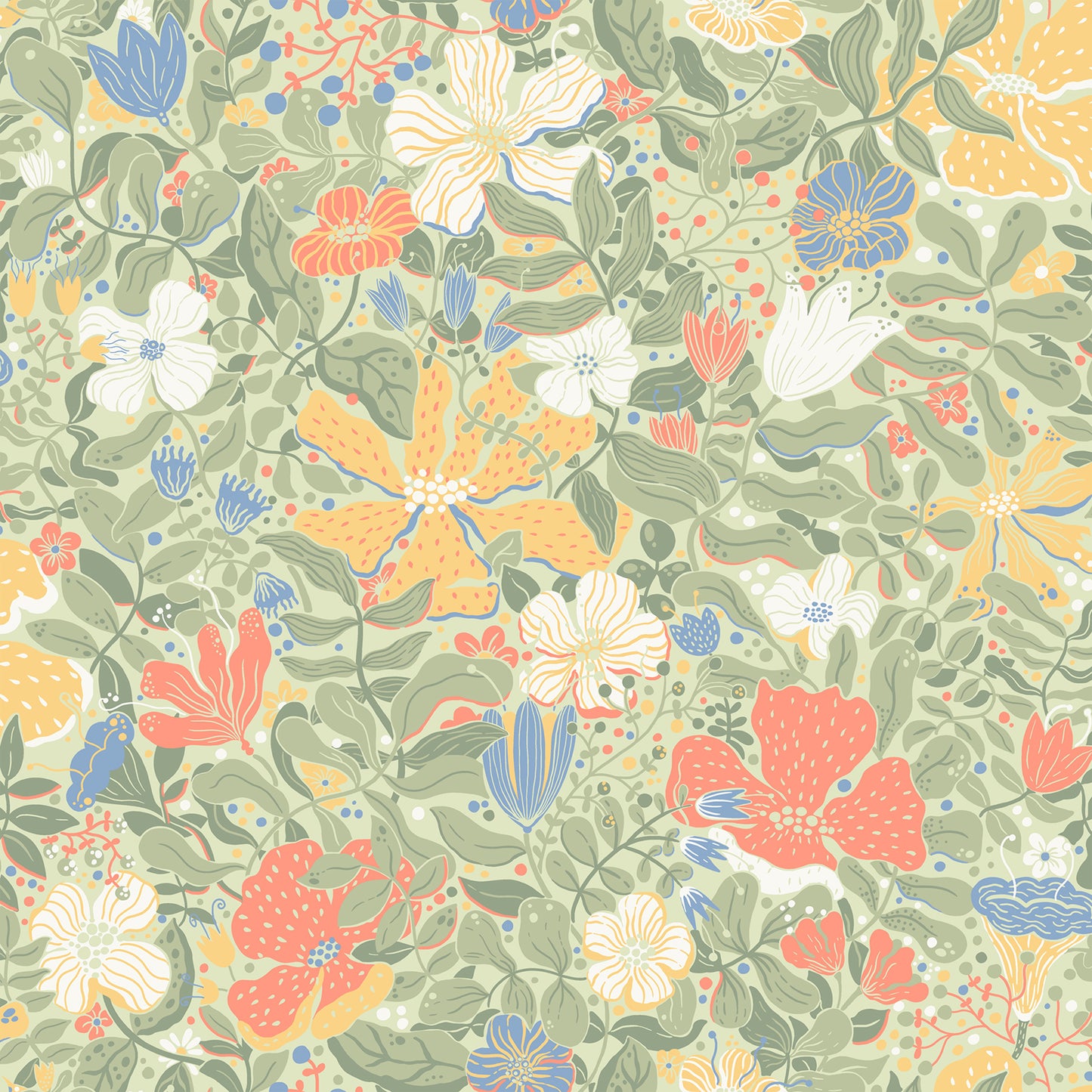 A-Street Prints Midsommar Sage Floral Medley Wallpaper, 20.9-in by 33-ft