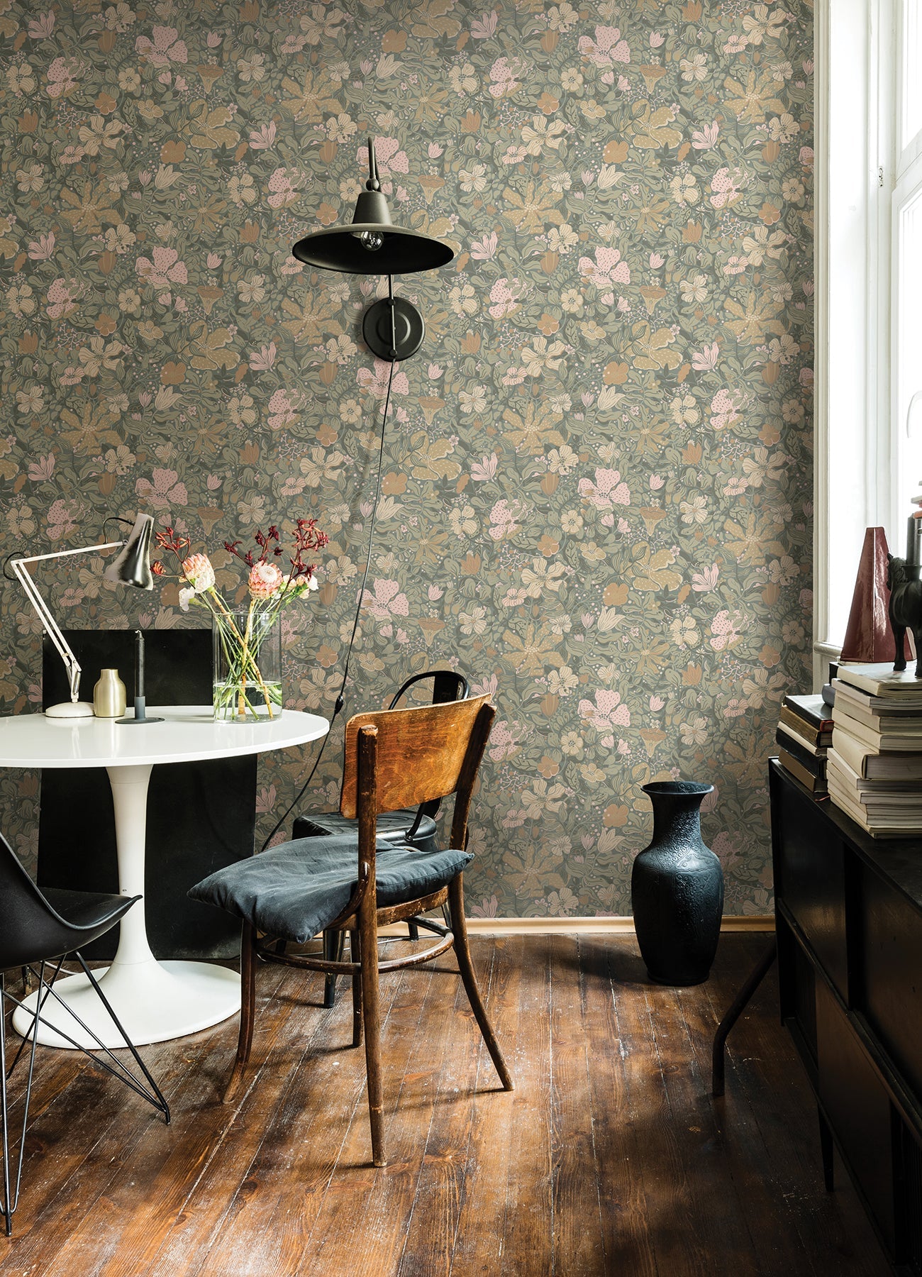 A-Street Prints Midsommar Grey Floral Medley Wallpaper, 20.9-in by 33-ft