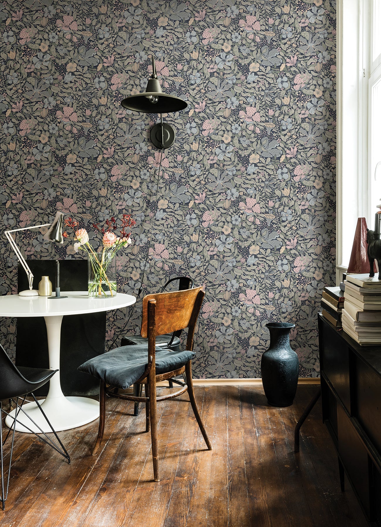 A-Street Prints Midsommar Dark Blue Floral Medley Wallpaper, 20.9-in by 33-ft