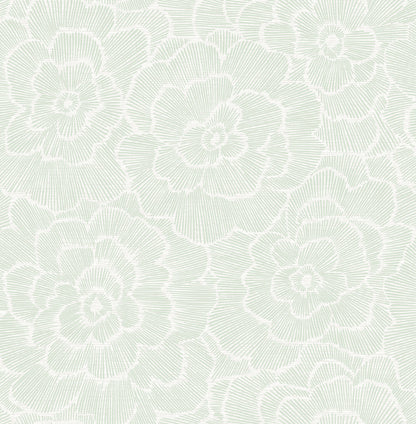 A-Street Prints Periwinkle Light Green Textured Floral Wallpaper, 20.5-in by 33-ft