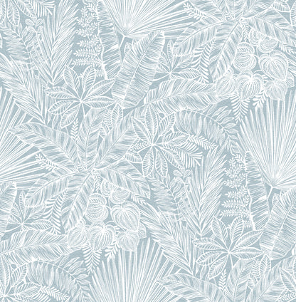 A-Street Prints Vita Blue Botanical Wallpaper, 20.5-in by 33-ft