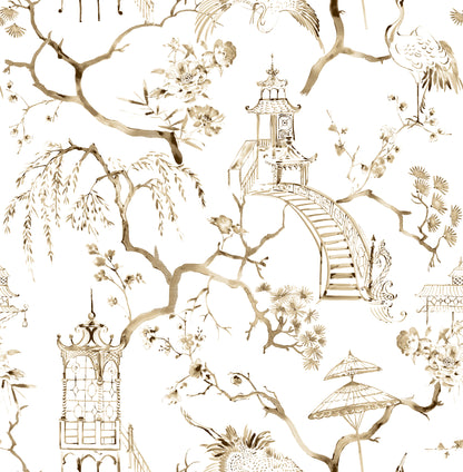 A-Street Prints Serena Coffee Chinoiserie Wallpaper, 20.5-in by 33-ft