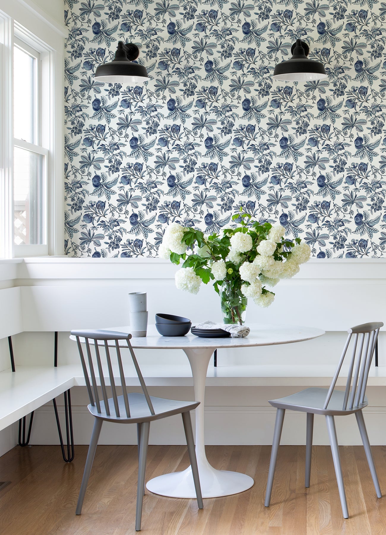 A-Street Prints Cecilia Blue Fruit Wallpaper, 20.5-in by 33-ft