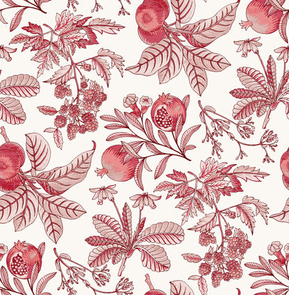 A-Street Prints Cecilia Red Fruit Wallpaper, 20.5-in by 33-ft