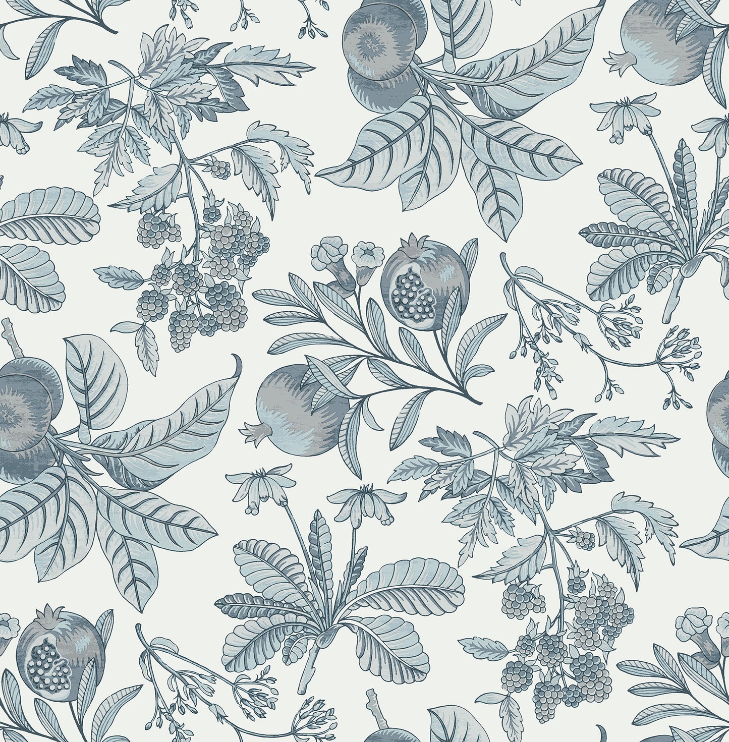 A-Street Prints Cecilia Light Blue Fruit Wallpaper, 20.5-in by 33-ft