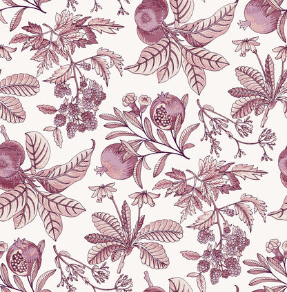 A-Street Prints Cecilia Purple Fruit Wallpaper, 20.5-in by 33-ft