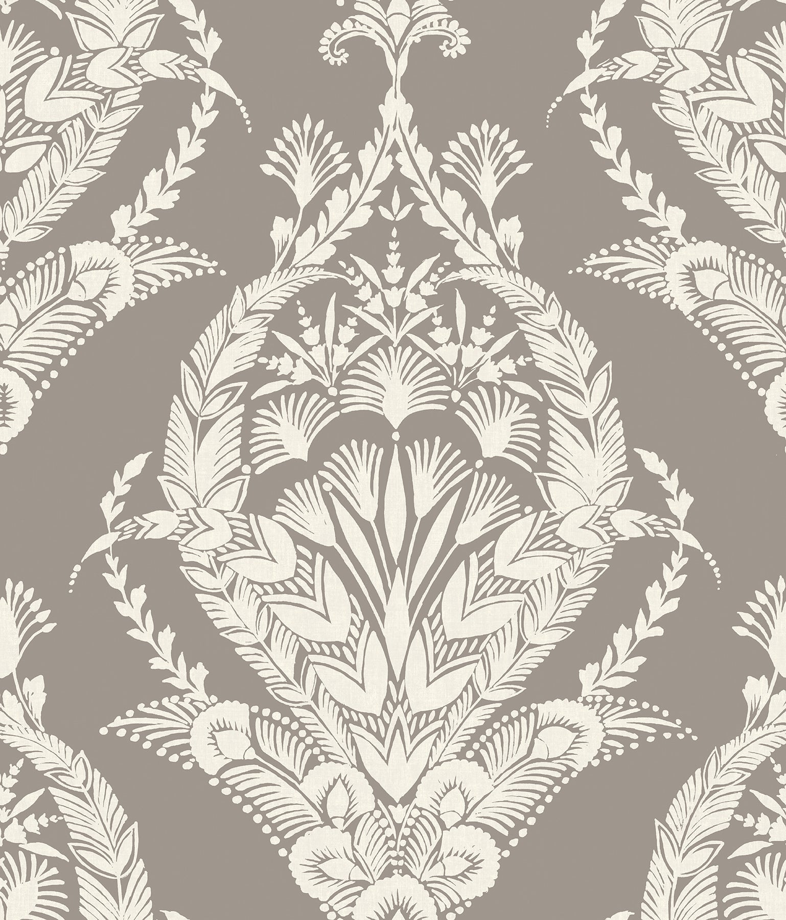 A-Street Prints Arlie Grey Botanical Damask Wallpaper, 20.5-in by 33-ft