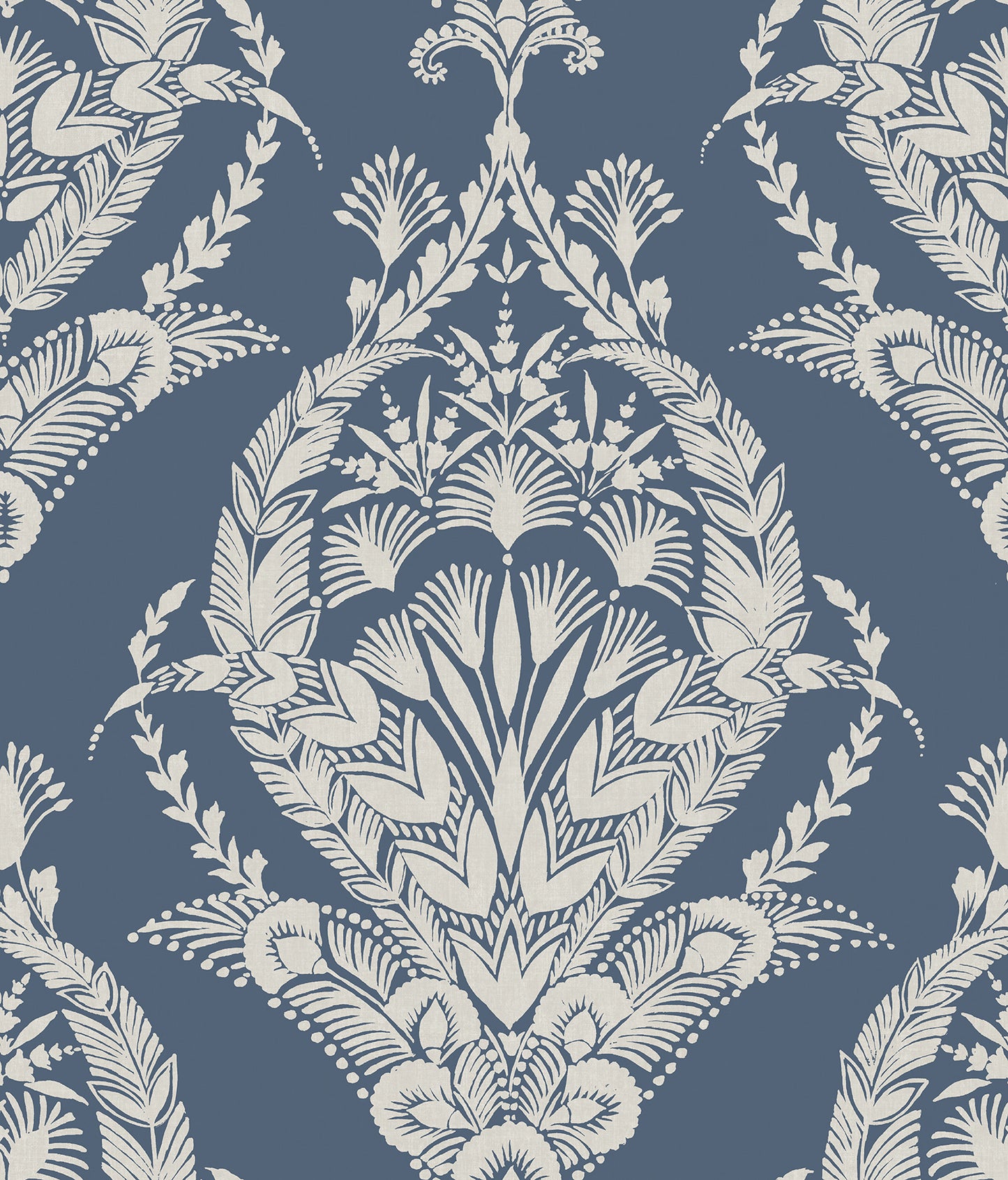 A-Street Prints Arlie Indigo Botanical Damask Wallpaper, 20.5-in by 33-ft