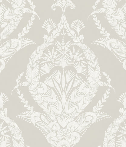 A-Street Prints Arlie Light Grey Botanical Damask Wallpaper, 20.5-in by 33-ft