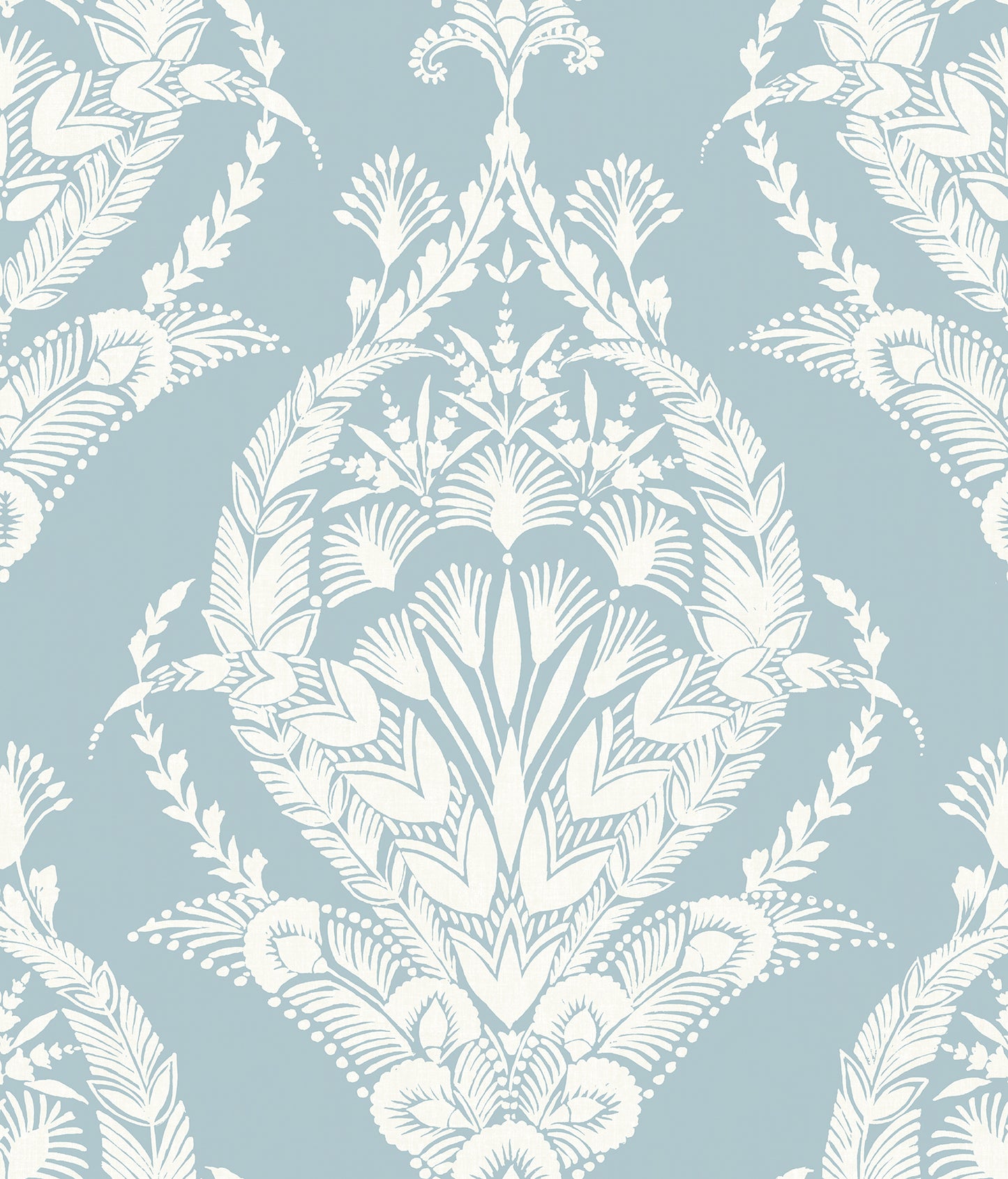 A-Street Prints Arlie Light Blue Botanical Damask Wallpaper, 20.5-in by 33-ft