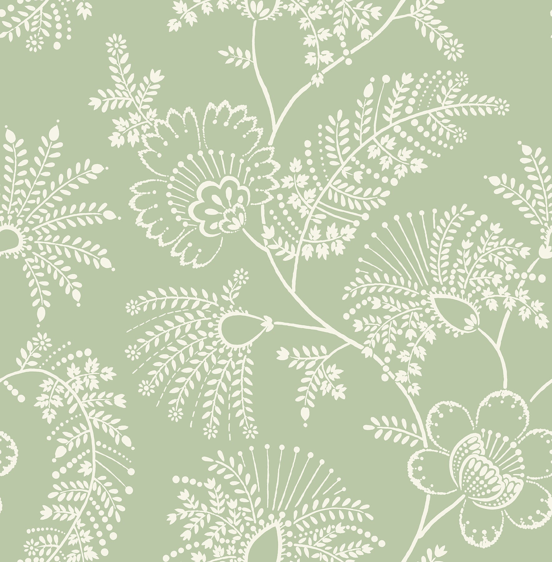 A-Street Prints Maeve Sage Jacobean Trail Wallpaper, 20.5-in by 33-ft