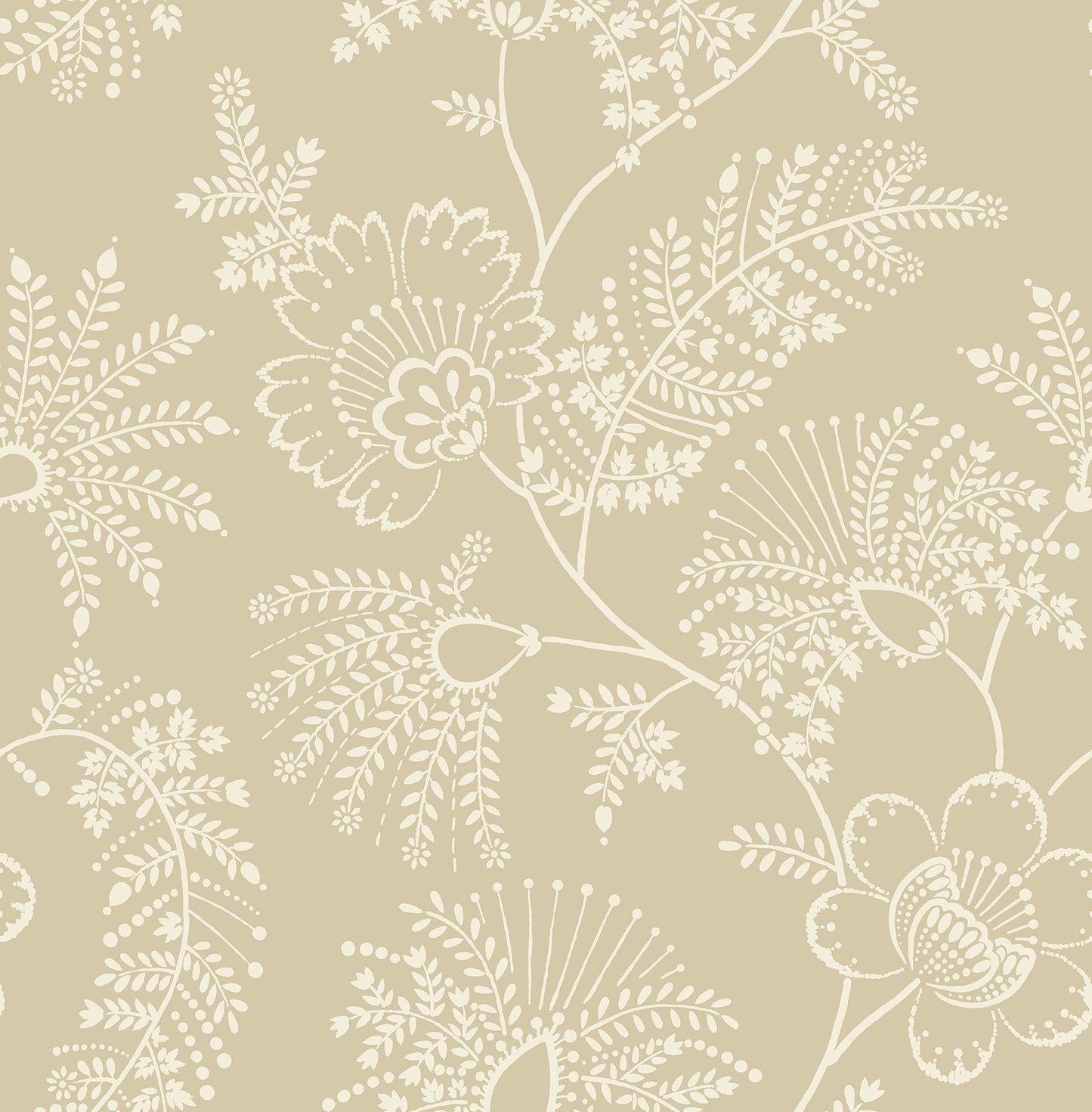 A-Street Prints Maeve Butter Jacobean Trail Wallpaper, 20.5-in by 33-ft