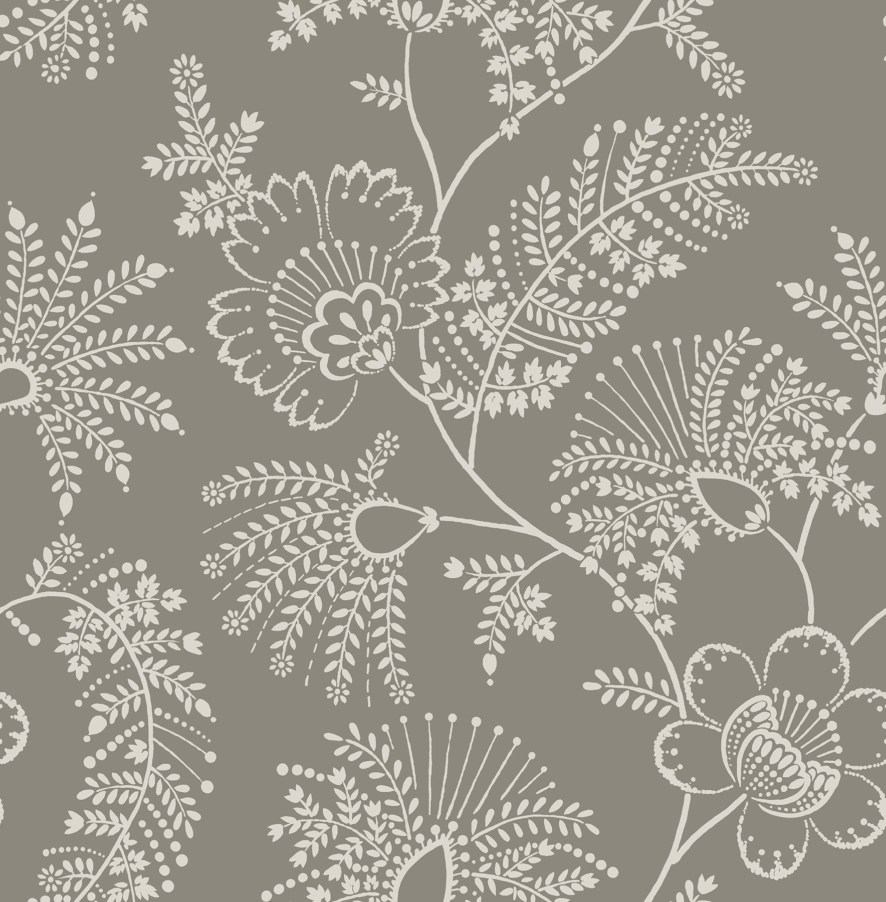 A-Street Prints Maeve Grey Jacobean Trail Wallpaper, 20.5-in by 33-ft