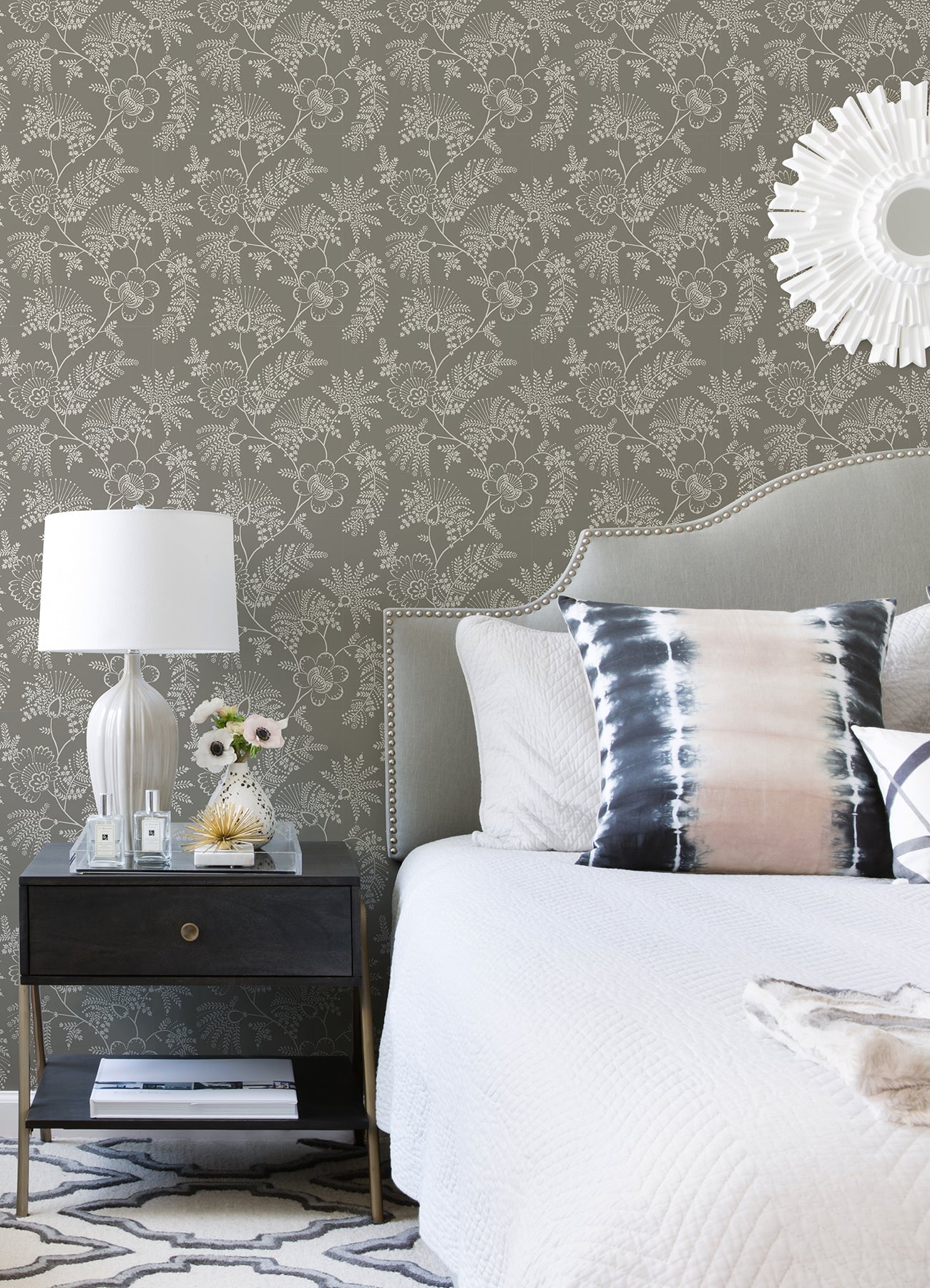 A-Street Prints Maeve Grey Jacobean Trail Wallpaper, 20.5-in by 33-ft