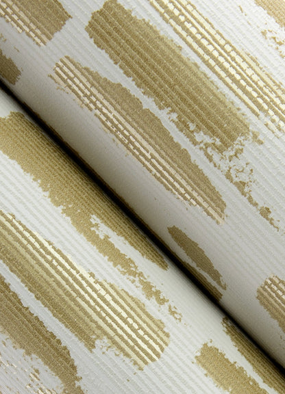 A-Street Prints Myrtle Gold Abstract Stripe Wallpaper, 20.5-in by 33-ft