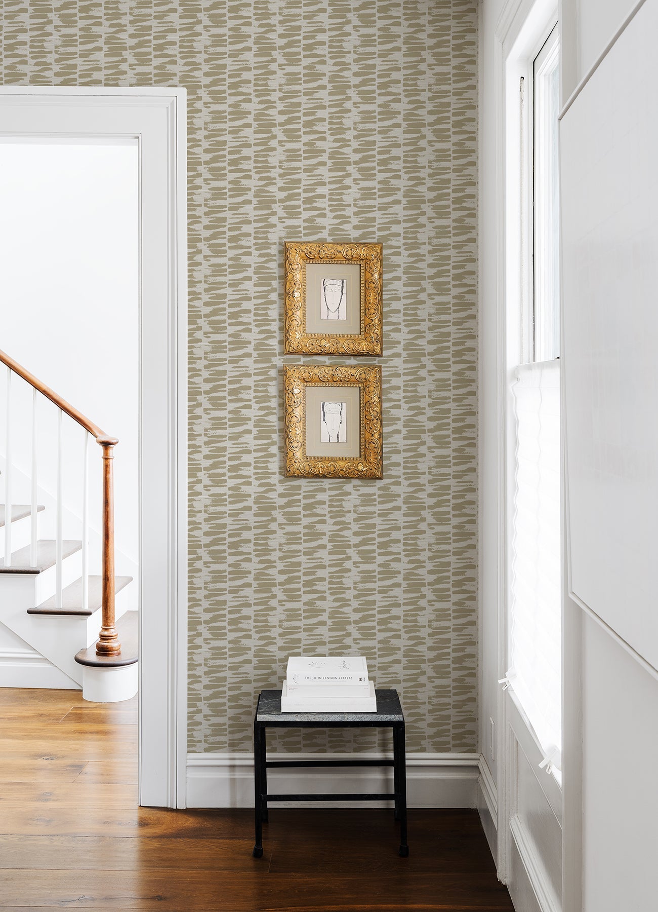 A-Street Prints Myrtle Gold Abstract Stripe Wallpaper, 20.5-in by 33-ft