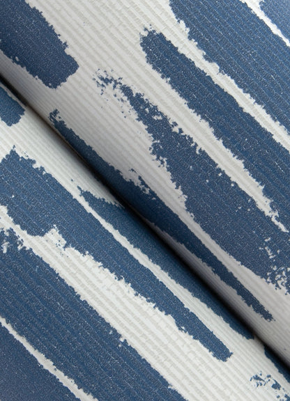 A-Street Prints Myrtle Indigo Abstract Stripe Wallpaper, 20.5-in by 33-ft