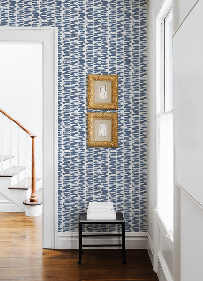 A-Street Prints Myrtle Indigo Abstract Stripe Wallpaper, 20.5-in by 33-ft