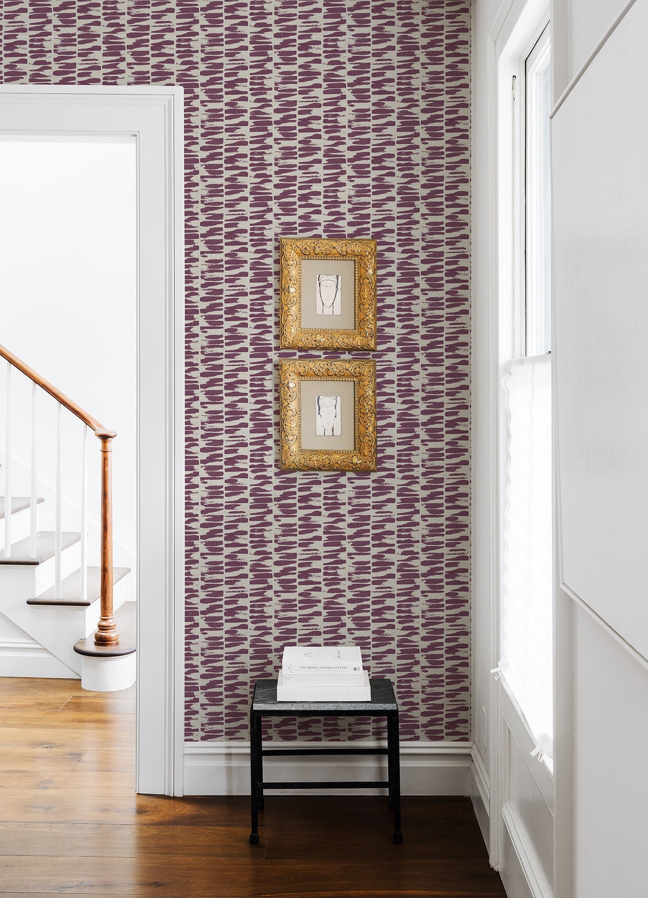 A-Street Prints Myrtle Purple Abstract Stripe Wallpaper, 20.5-in by 33-ft