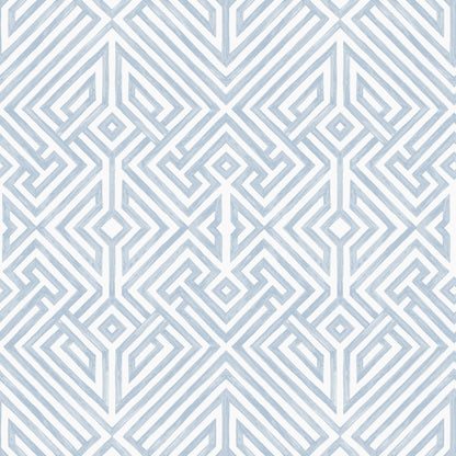 A-Street Prints Lyon Blue Geometric Key Wallpaper, 20.5-in by 33-ft