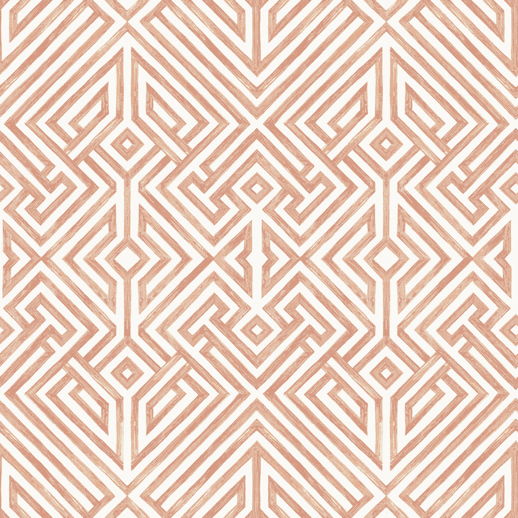 A-Street Prints Lyon Coral Geometric Key Wallpaper, 20.5-in by 33-ft