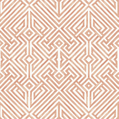 A-Street Prints Lyon Coral Geometric Key Wallpaper, 20.5-in by 33-ft