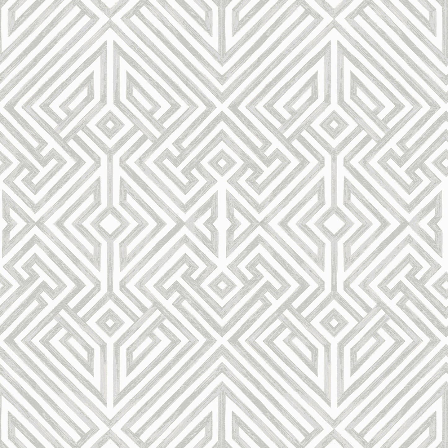 A-Street Prints Lyon Silver Geometric Key Wallpaper, 20.5-in by 33-ft