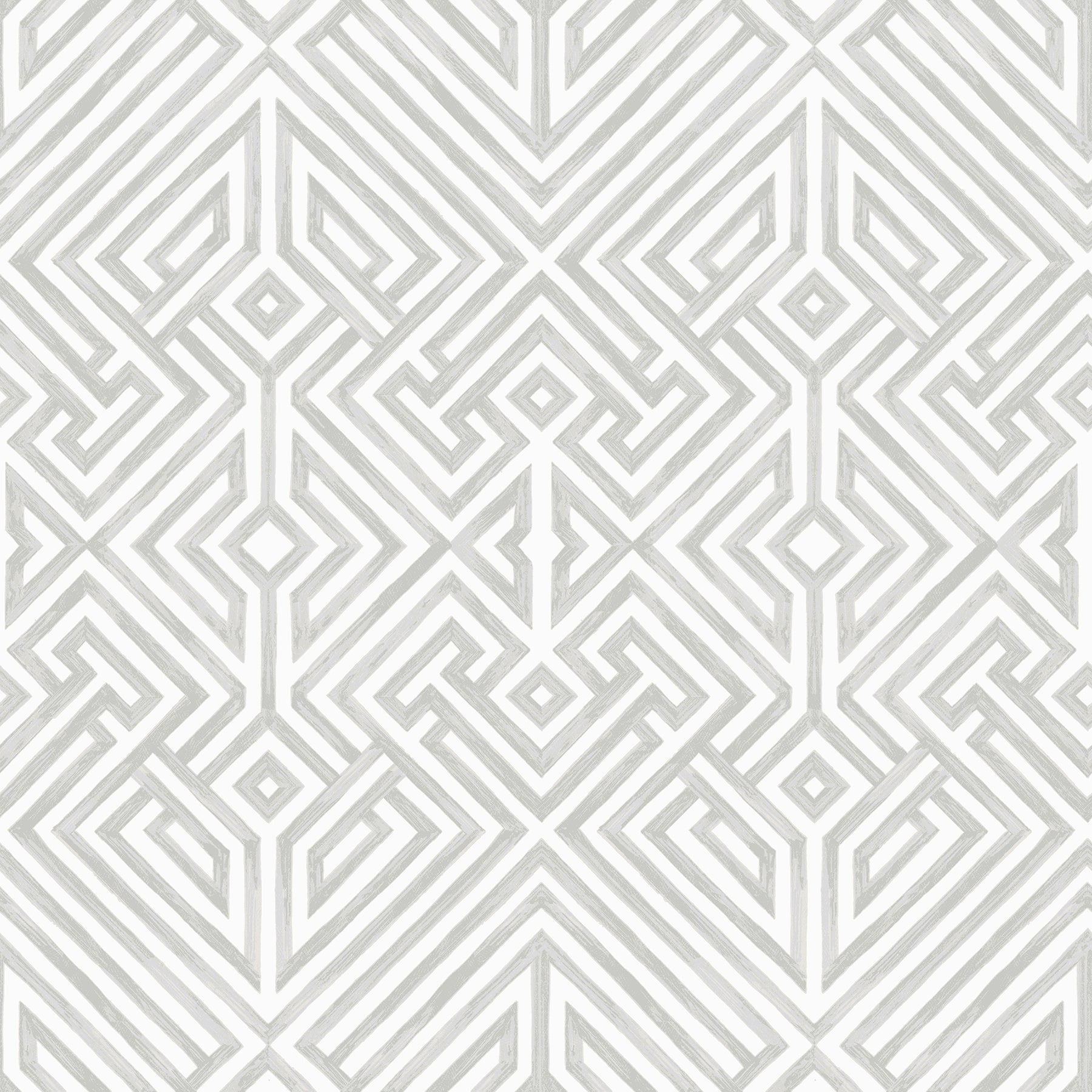 A-Street Prints Lyon Silver Geometric Key Wallpaper, 20.5-in by 33-ft