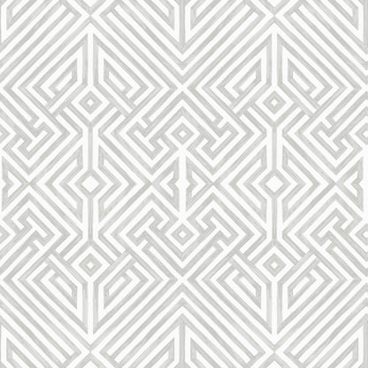 A-Street Prints Lyon Silver Geometric Key Wallpaper, 20.5-in by 33-ft