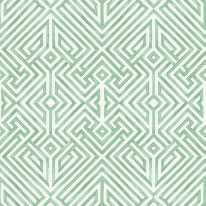 A-Street Prints Lyon Green Geometric Key Wallpaper, 20.5-in by 33-ft