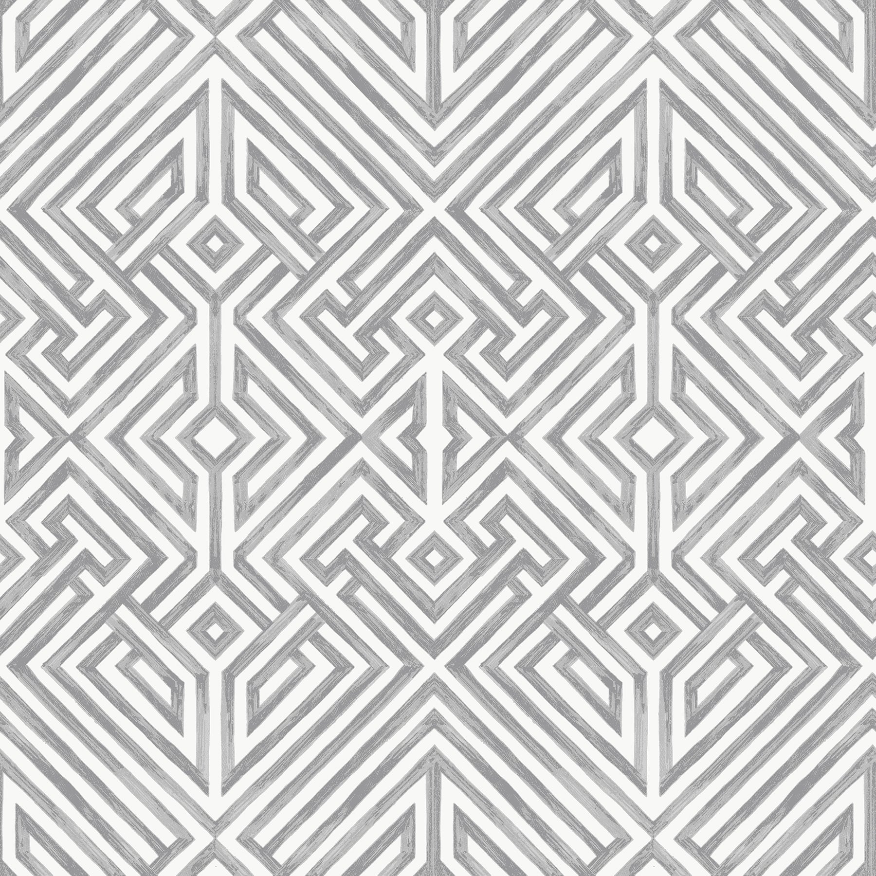 A-Street Prints Lyon Grey Geometric Key Wallpaper, 20.5-in by 33-ft