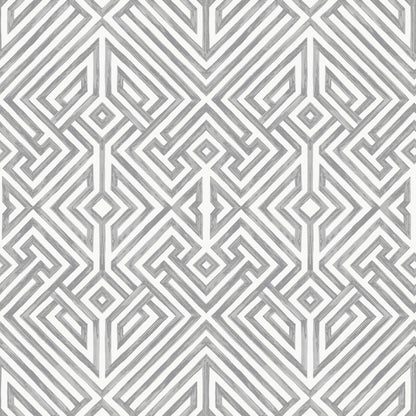 A-Street Prints Lyon Grey Geometric Key Wallpaper, 20.5-in by 33-ft