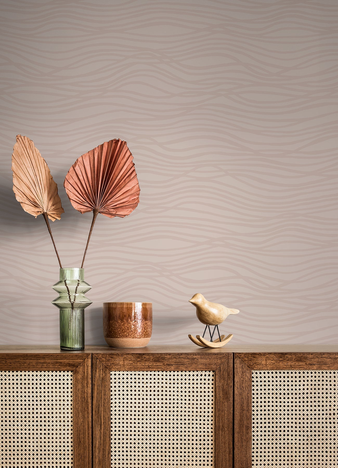 A-Street Prints Galyn Rose Gold Pearlescent Wave Wallpaper, 27-in by 27-ft