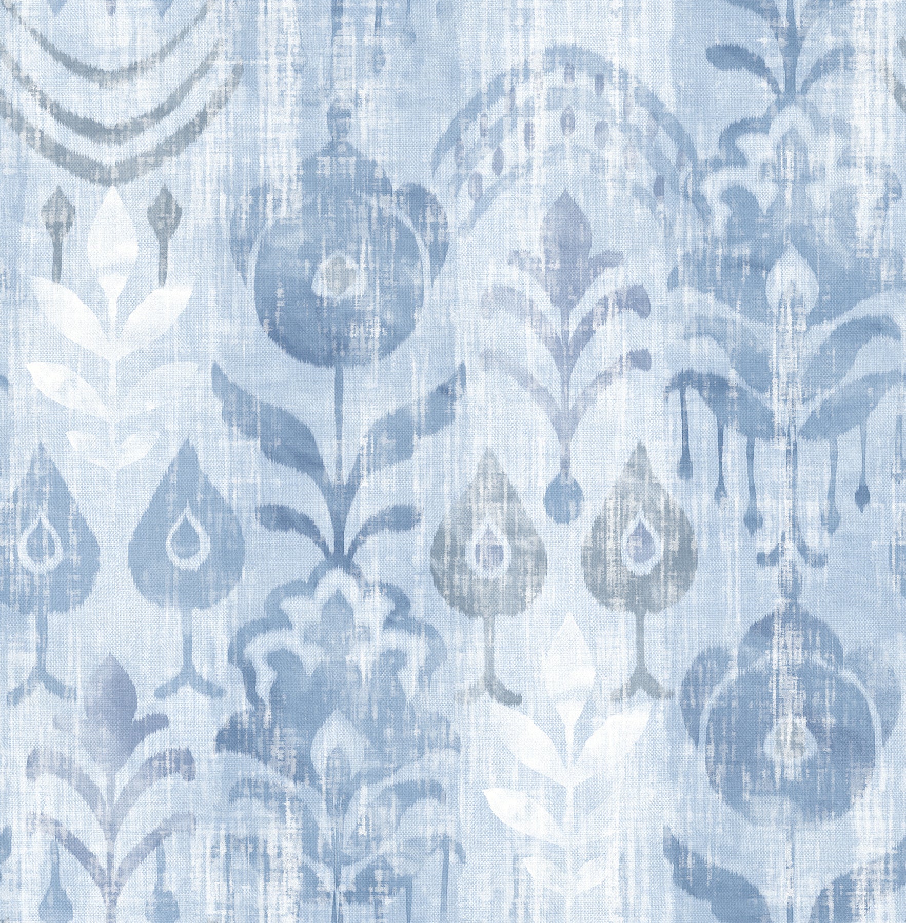 A-Street Prints Pavord Blue Floral Shibori Wallpaper, 20.5-in by 33-ft