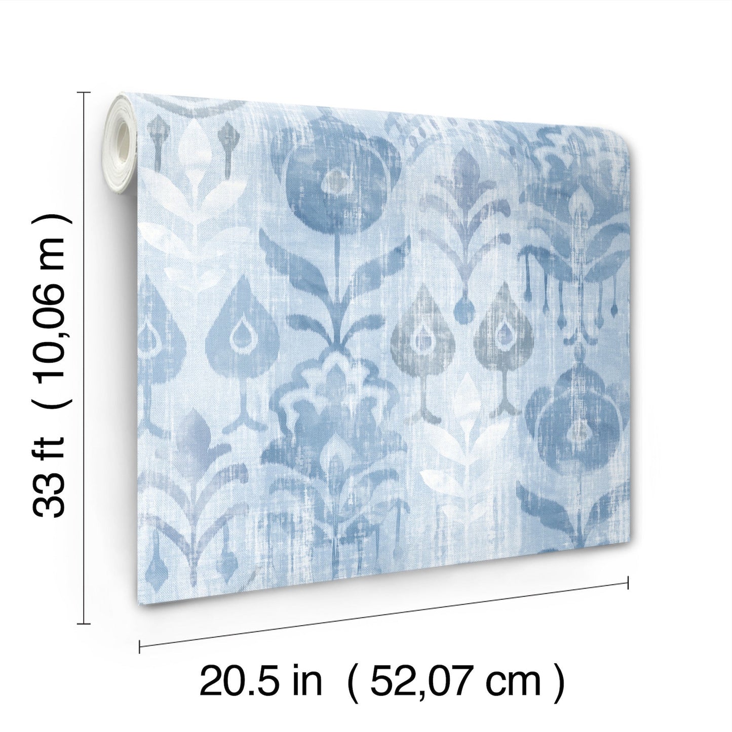 A-Street Prints Pavord Blue Floral Shibori Wallpaper, 20.5-in by 33-ft